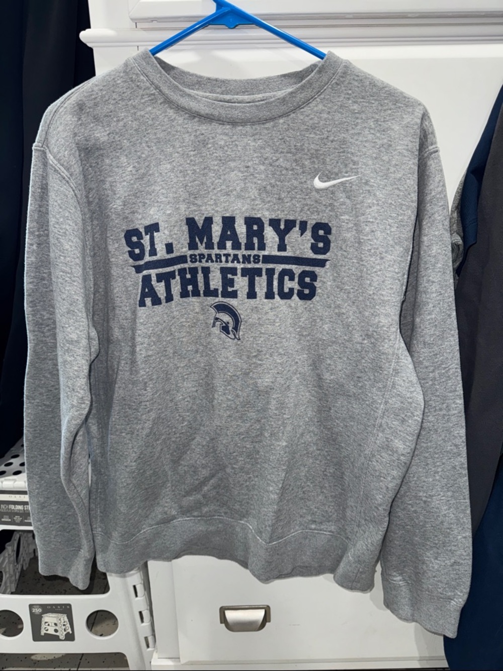 Unisex Nike Gray Crewneck Sweatshirt with Navy St. Mary's Athletics Print